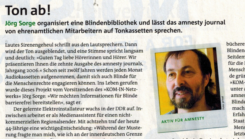 Ausschnitt aus dem Artikel mit Foto